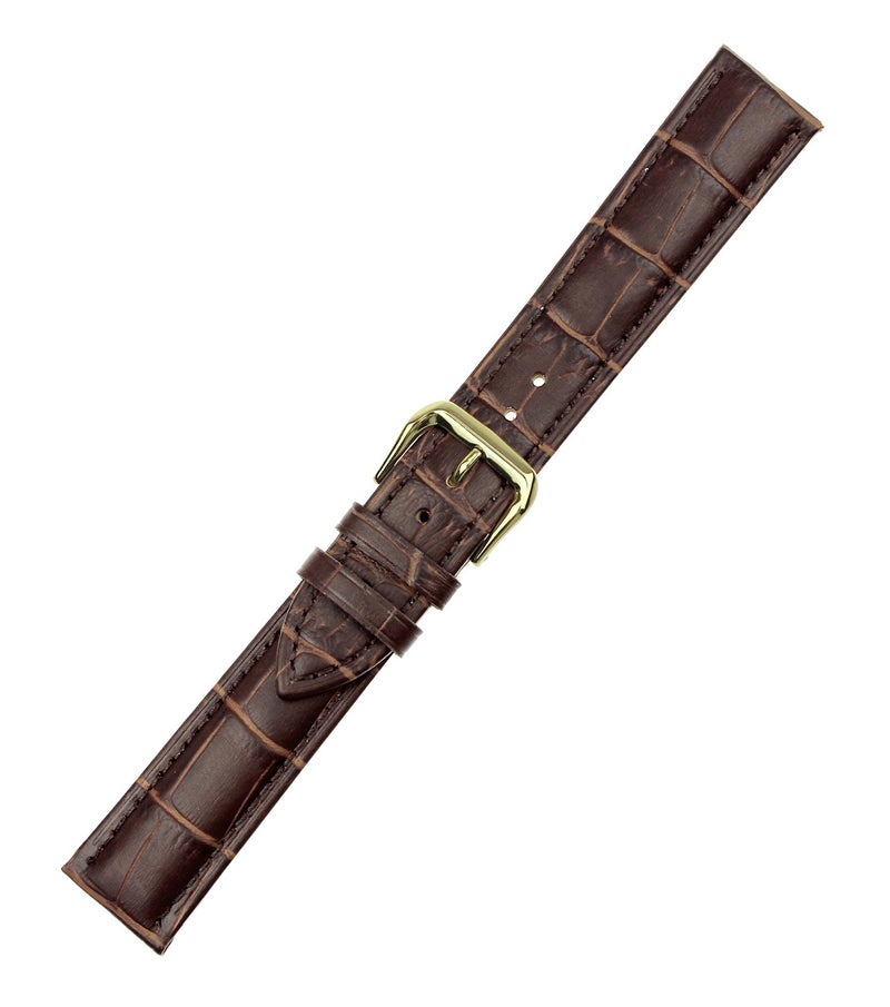 RECHERE Leather Watch Band Strap Gold Pin Buckle Color Brown (width 19mm) - Image 2